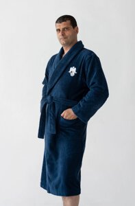 Мужской махровый халат RUSDECOR, цвет синий, 100% хлопок