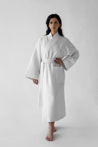 Женский банный халат RUSDECOR, цвет белый, 100% хлопок