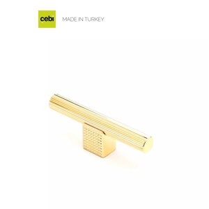 Ручка мебельная CEBI A4240 016 мм STRIPED (в полоску) MP11 глянцевое золото