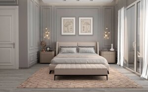 Двуспальная кровать Аврора, классическая, 1800х2000, бежево-белая