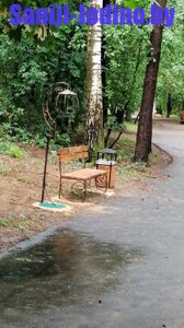 Скамейка уличная для сада [парка, аллеи] с урной и кормушкой для птиц