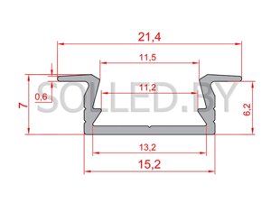 Алюминиевый профиль встраиваемый шампань с экраном 15,2(21,4)х7 (solled 1507ВШ)