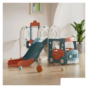 Игровой комплекс UNIX kids Bus с горкой и качелями Red 9787782