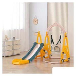 Игровой комплекс UNIX kids Funny Car с горкой с качелями Yellow 9787775